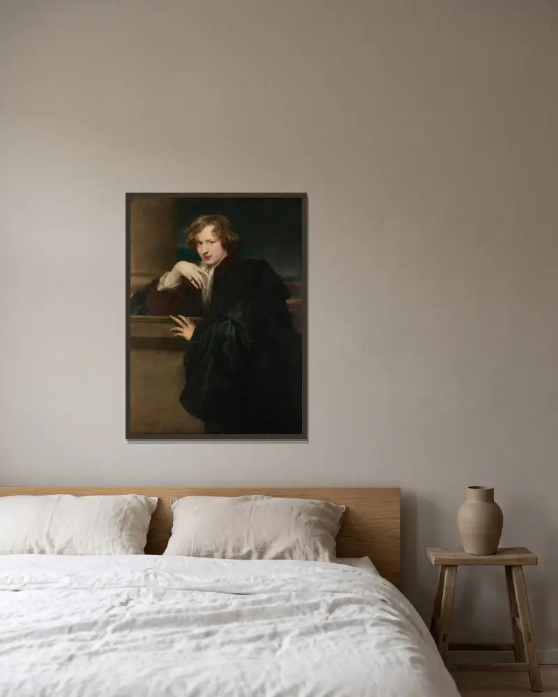 Selbstbildnis von Anthony van Dyck gerahmt an einer Wand