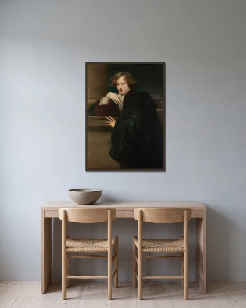 Selbstbildnis von Anthony van Dyck gerahmt an einer Wand