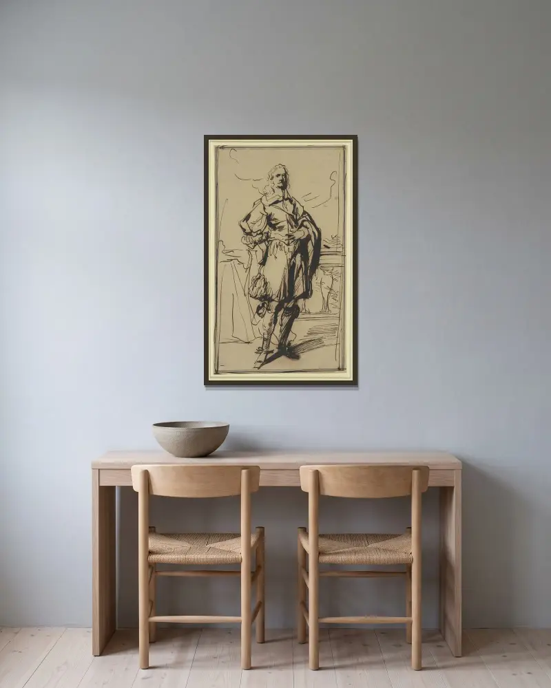 Studie k portrétu kavalíra, Anthony van Dyck v rámu na stěně