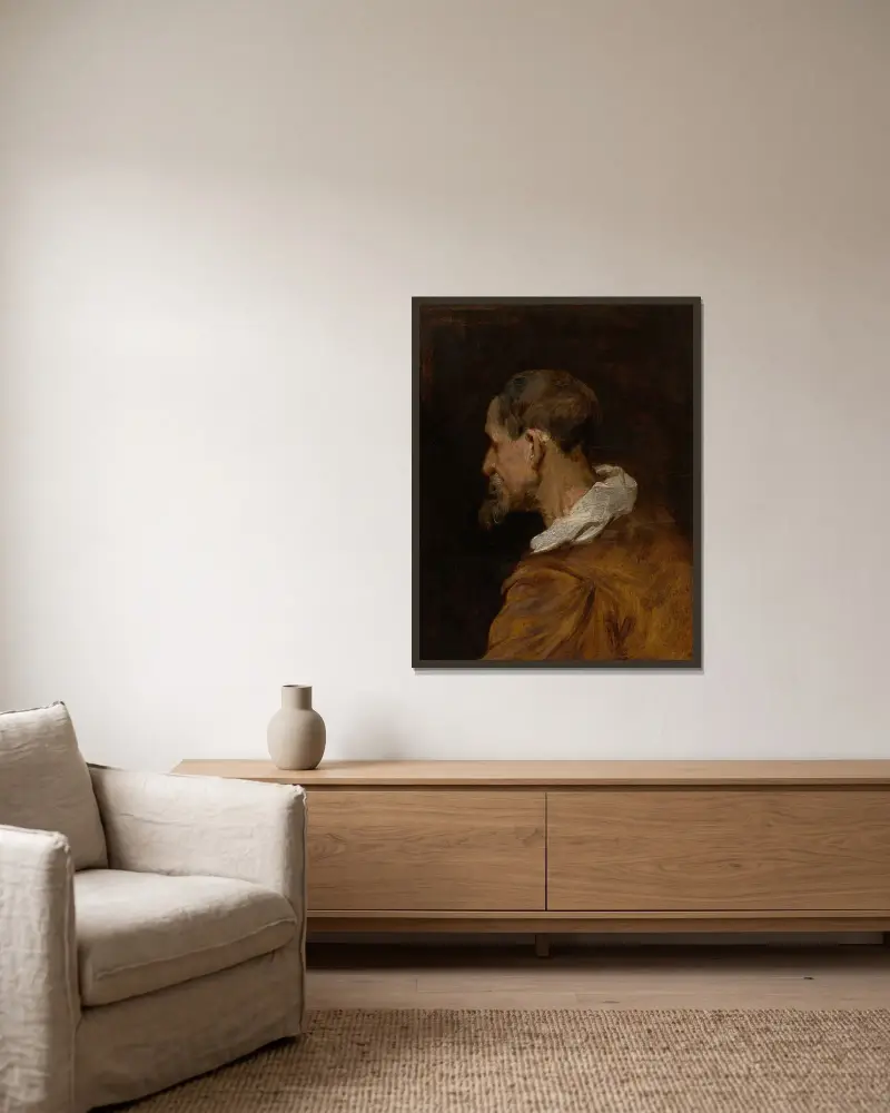 Study Head av Anthony van Dyck inramad på en vägg