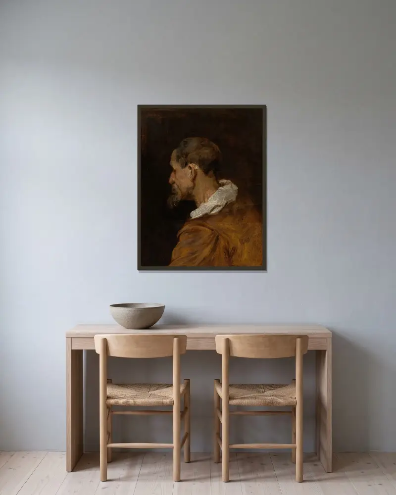 Study Head av Anthony van Dyck inramad på en vägg