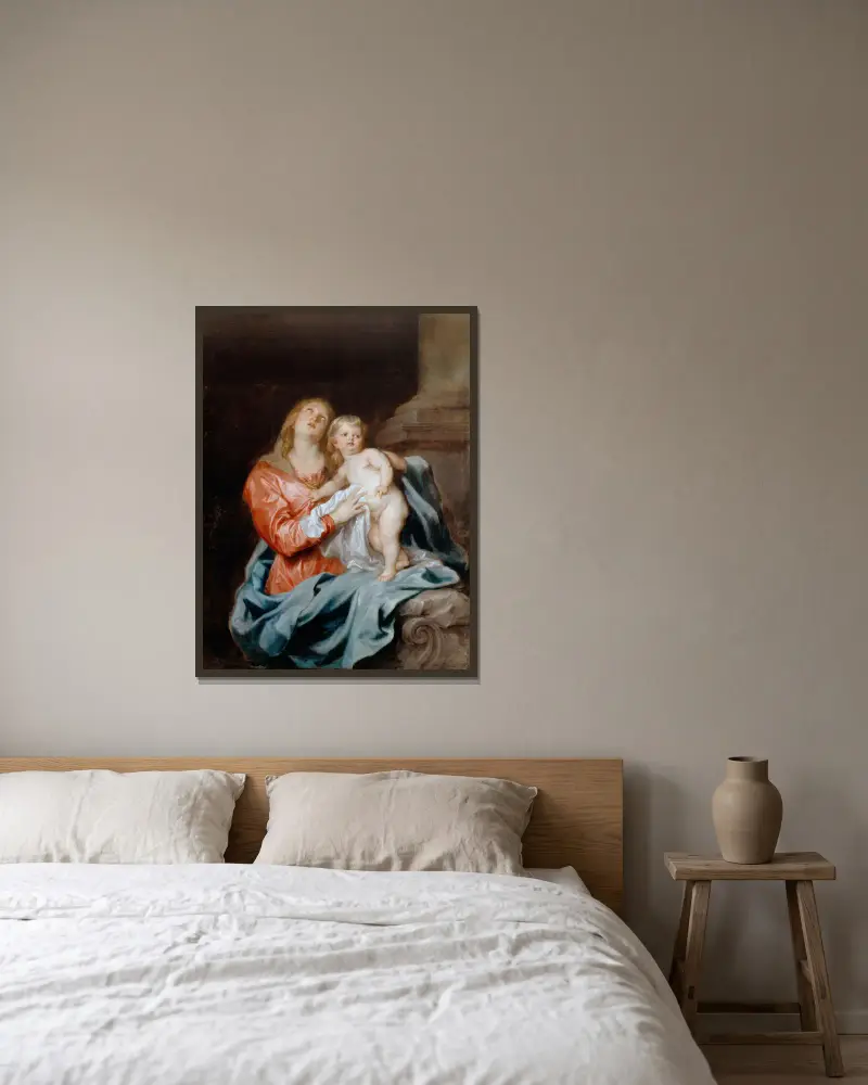 Madonna und Kind von Anthony van Dyck gerahmt an einer Wand