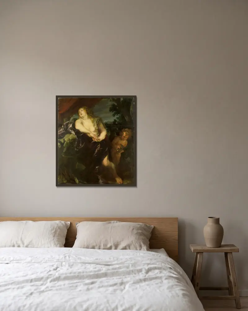Die büßende heilige Magdalena von Anthony van Dyck gerahmt an einer Wand