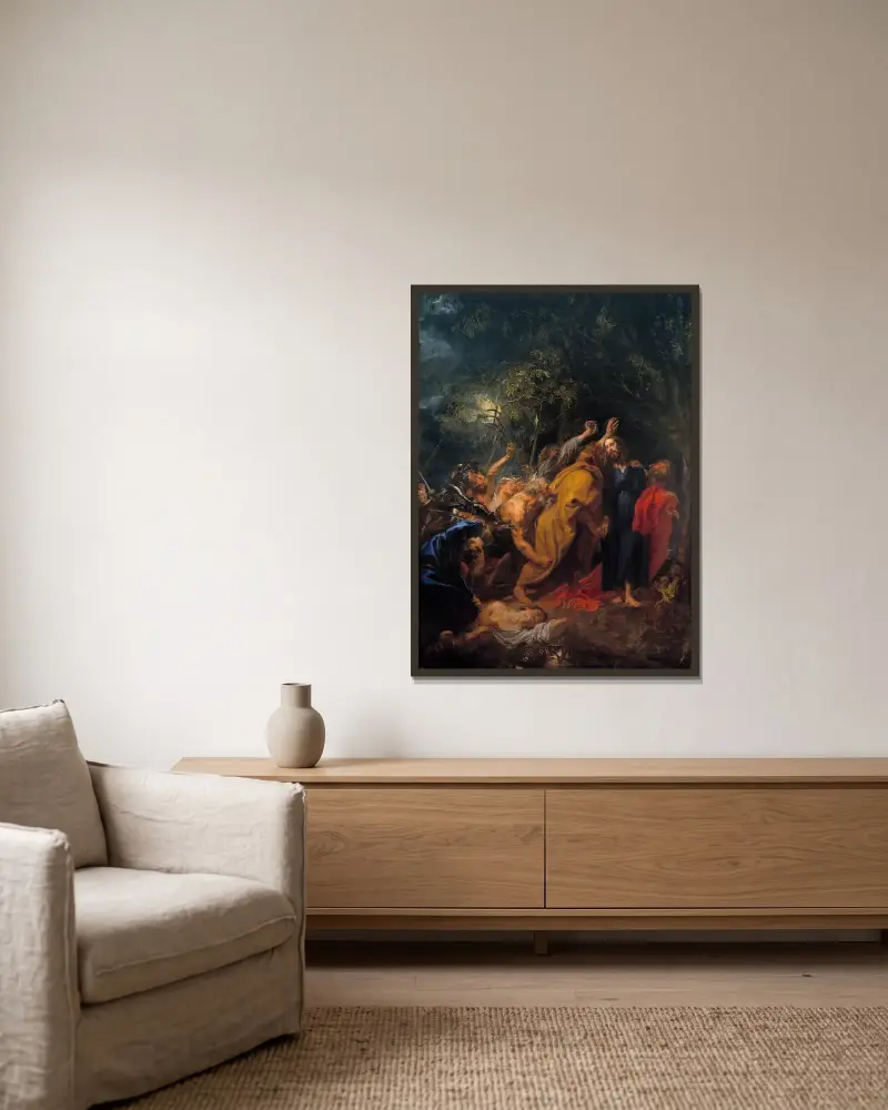 The Taking of Christ av Anthony van Dyck inramad på en vägg