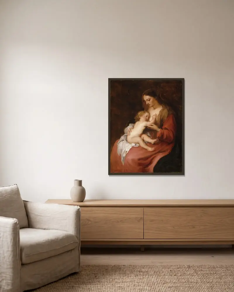 Panna Marie s dítětem, Anthony van Dyck v rámu na stěně