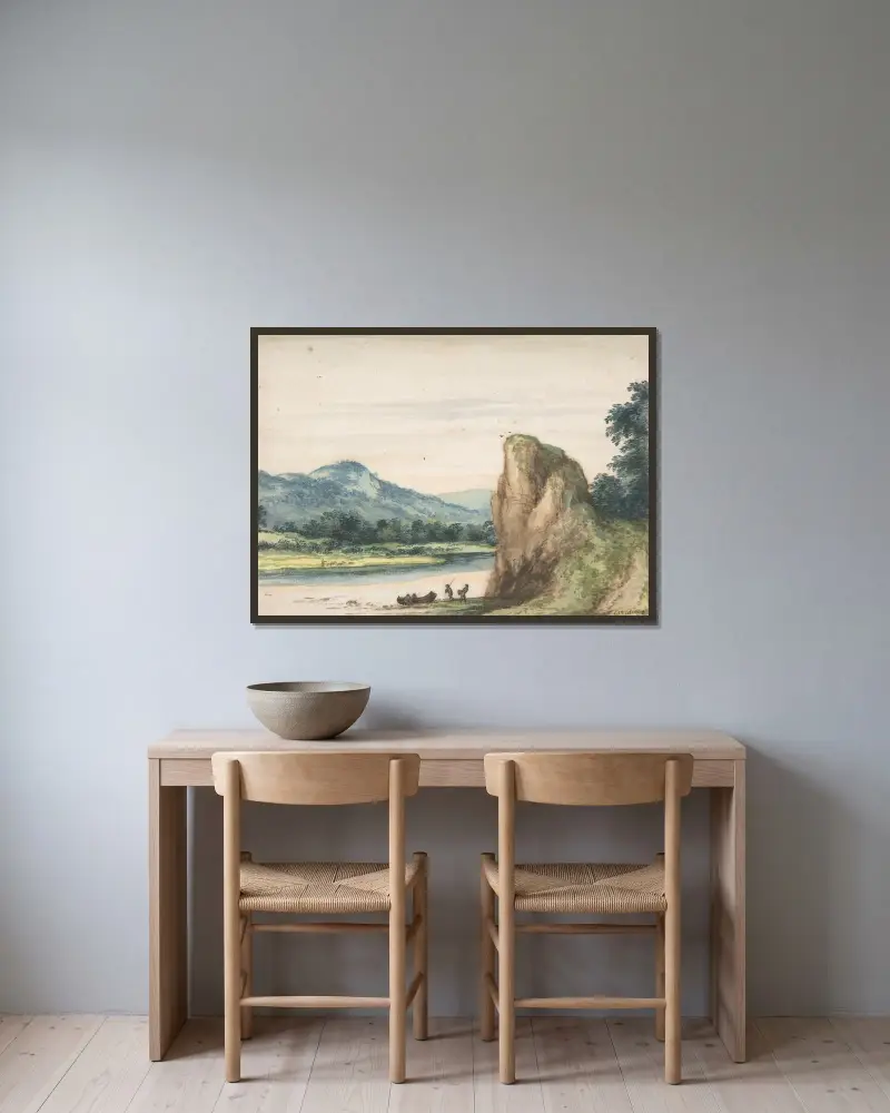 Landscape av Allaert van Everdingen inramad på en vägg
