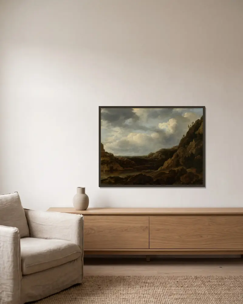 Norwegischer Fjord von Allaert van Everdingen gerahmt an einer Wand