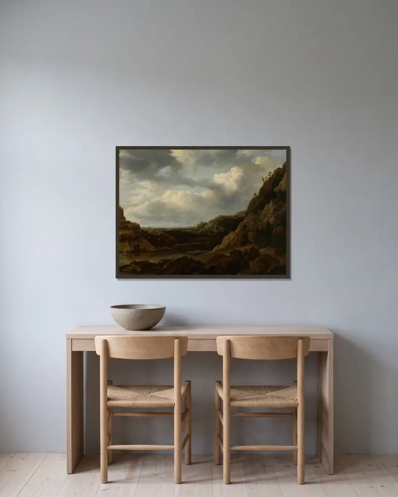 Norwegischer Fjord von Allaert van Everdingen gerahmt an einer Wand