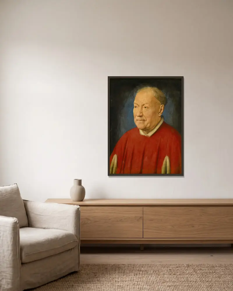 Kardinal Niccolò Albergati von Jan van Eyck gerahmt an einer Wand