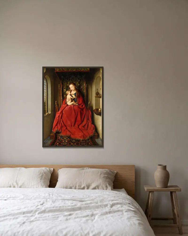 Lucca-Madonna von Jan van Eyck gerahmt an einer Wand
