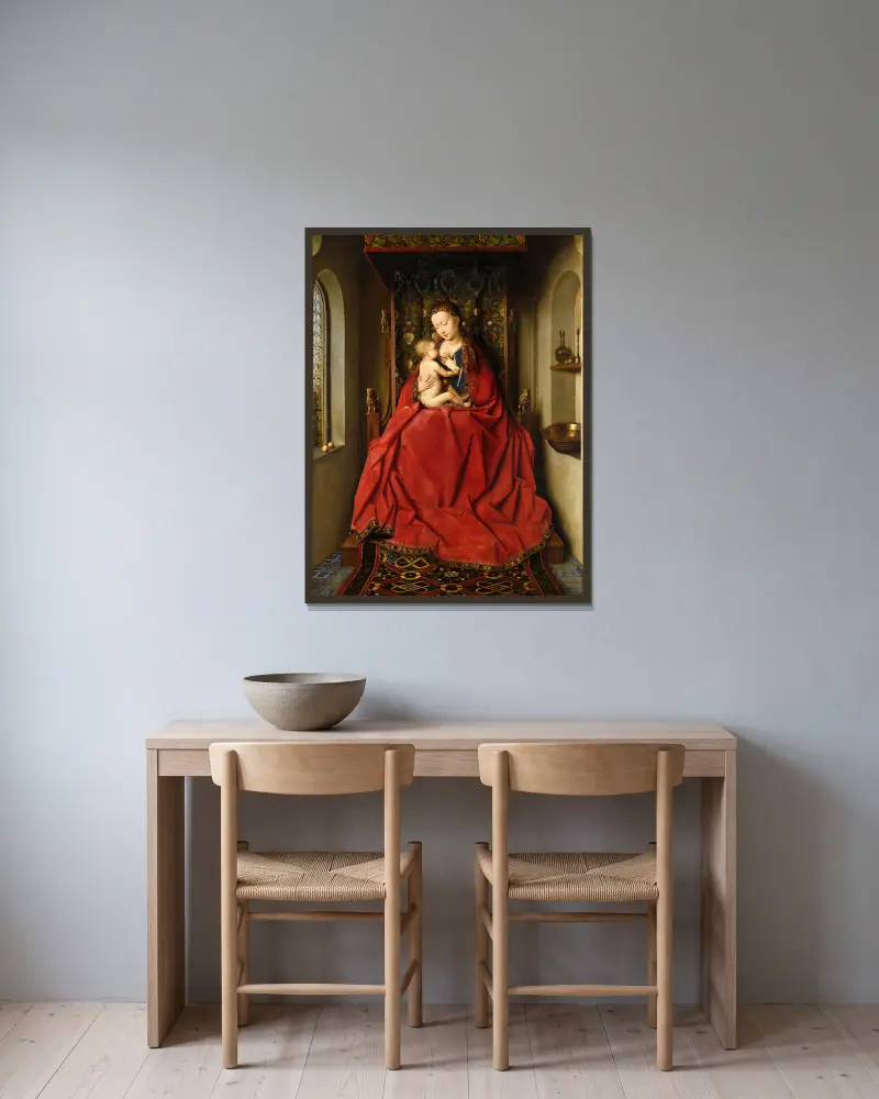 Lucca-Madonna von Jan van Eyck gerahmt an einer Wand