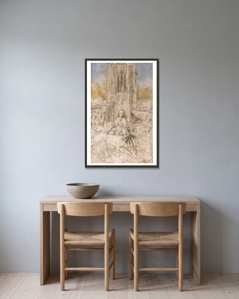 Svatá Barbora, Jan van Eyck v rámu na stěně