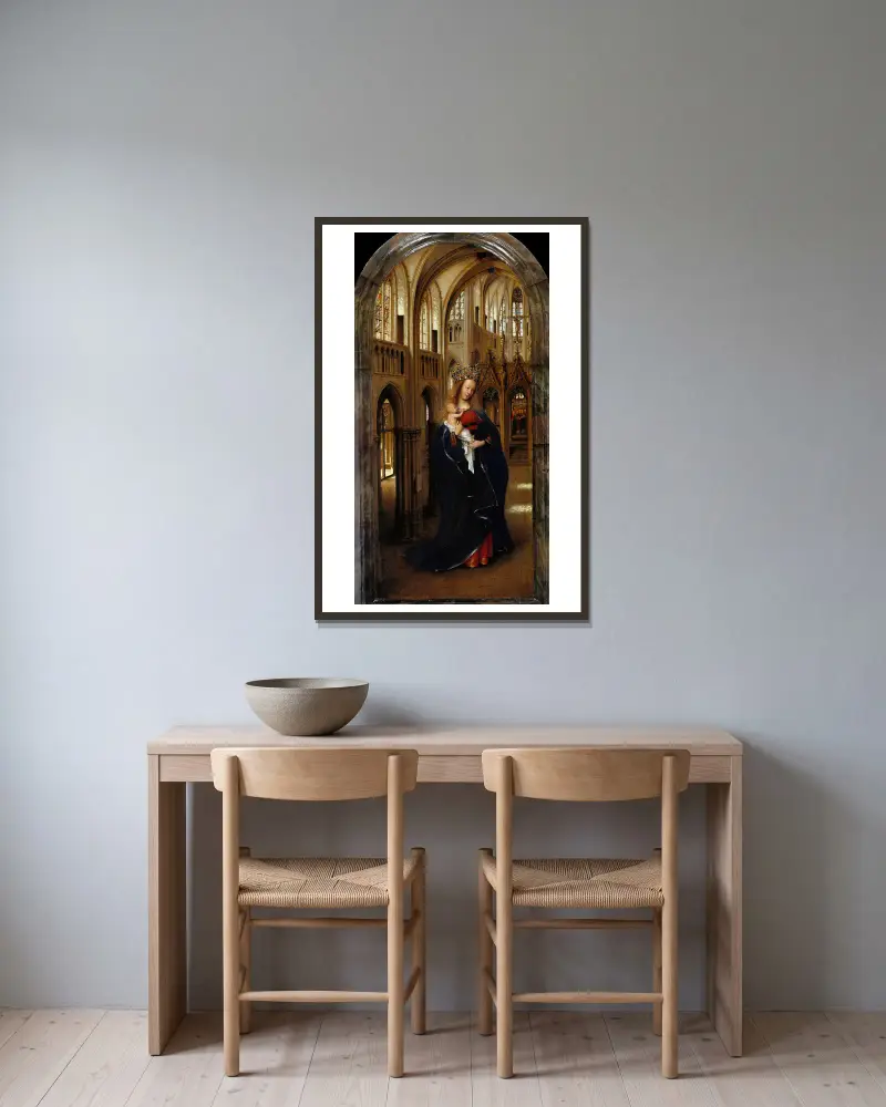 The Madonna in the Church av Jan van Eyck inramad på en vägg