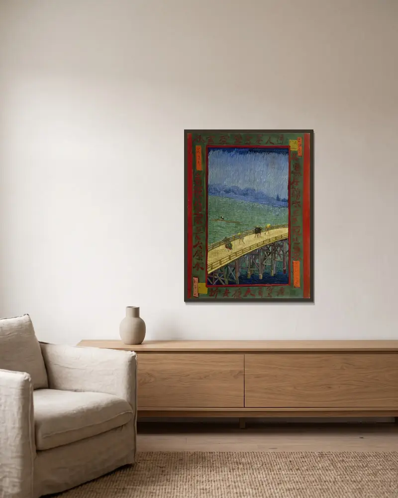Most v dešti (podle Hiroshigeho), Vincent van Gogh v rámu na stěně