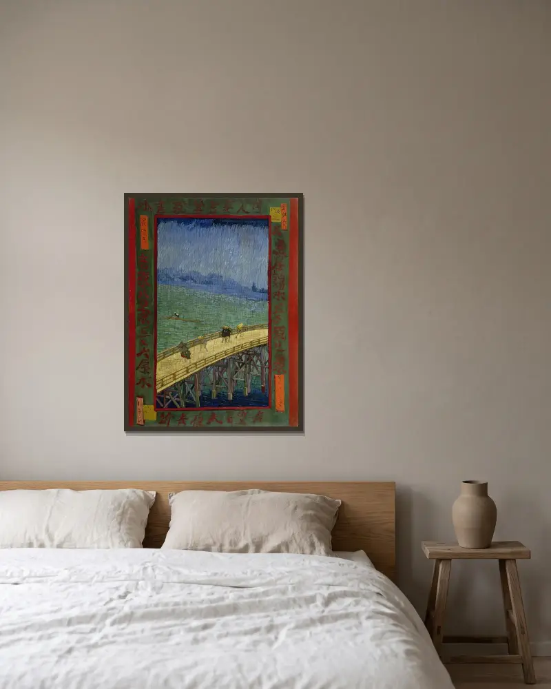 Most v dešti (podle Hiroshigeho), Vincent van Gogh v rámu na stěně