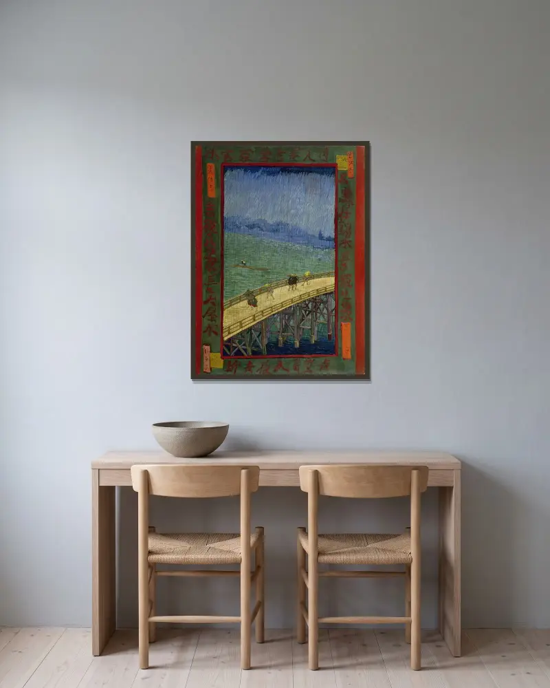 Most v dešti (podle Hiroshigeho), Vincent van Gogh v rámu na stěně