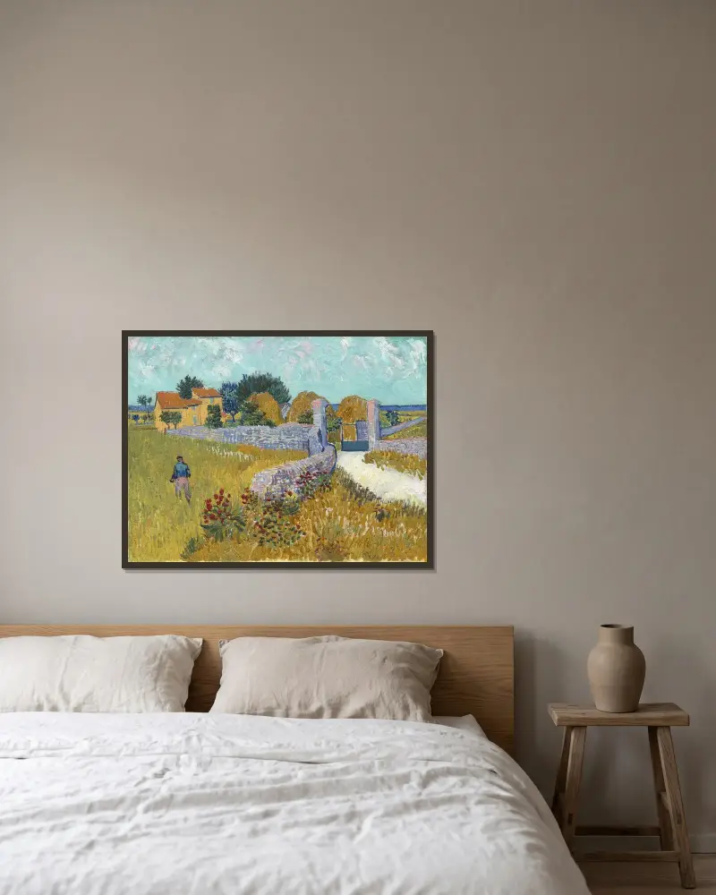 Bauernhaus in der Provence von Vincent van Gogh gerahmt an einer Wand