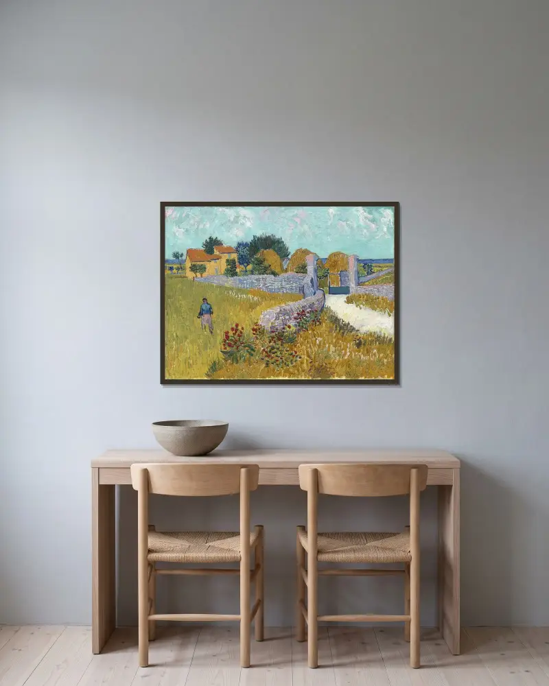 Bauernhaus in der Provence von Vincent van Gogh gerahmt an einer Wand