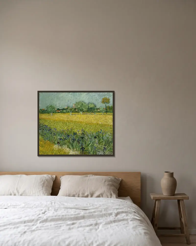 Field with flowers near Arles av Vincent van Gogh inramad på en vägg