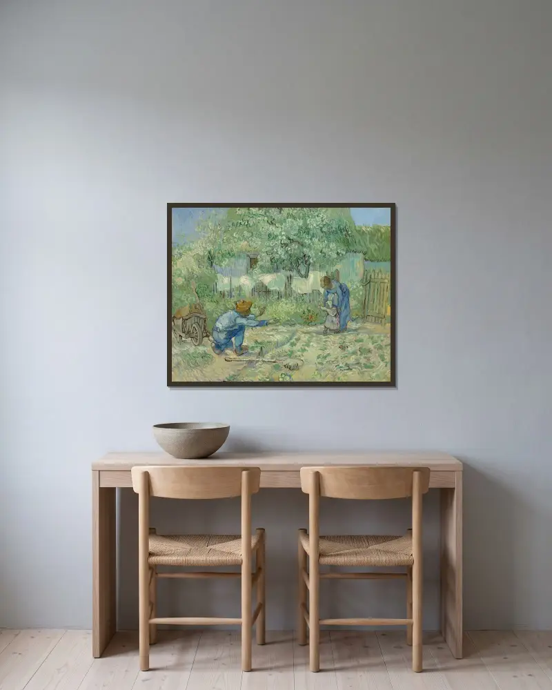 Pierwsze kroki, według Milleta, Vincent van Gogh w ramie na ścianie