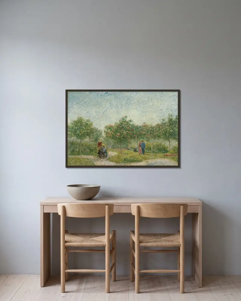 Garden in Montmarte with lovers av Vincent van Gogh inramad på en vägg