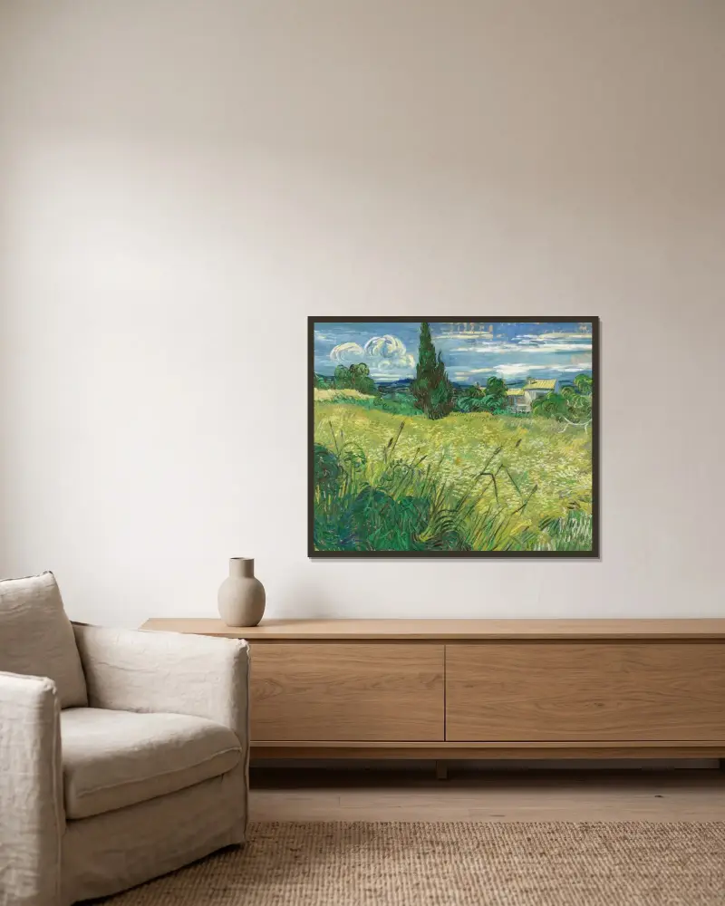 Zelené pole, Vincent van Gogh v rámu na stěně