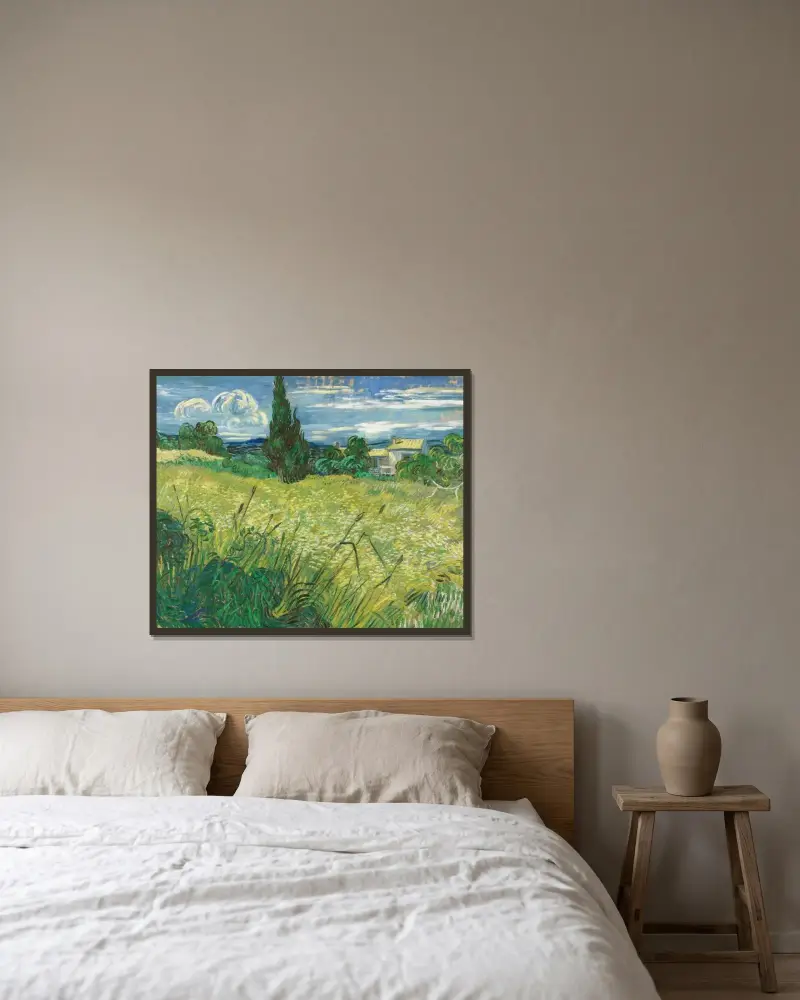 Zelené pole, Vincent van Gogh v rámu na stěně