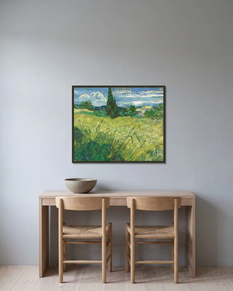 Zelené pole, Vincent van Gogh v rámu na stěně