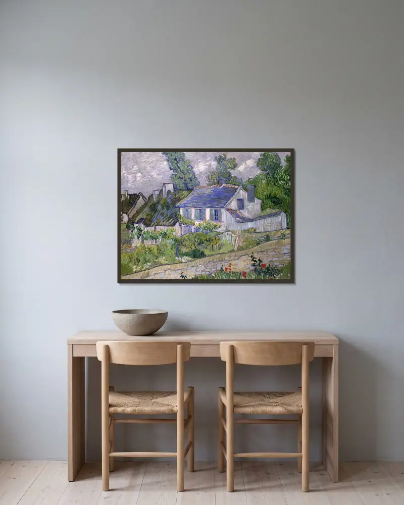 Häuser in Auvers von Vincent van Gogh gerahmt an einer Wand