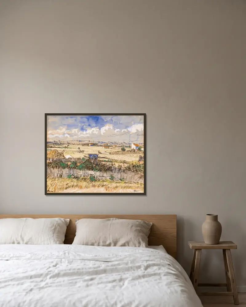 Žeň v Provence, Vincent van Gogh v rámu na stěně