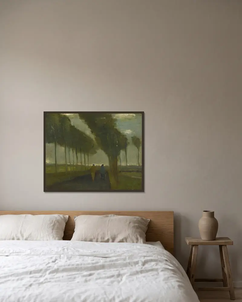 L’allée Aux Deux Promeneurs av Vincent van Gogh inramad på en vägg