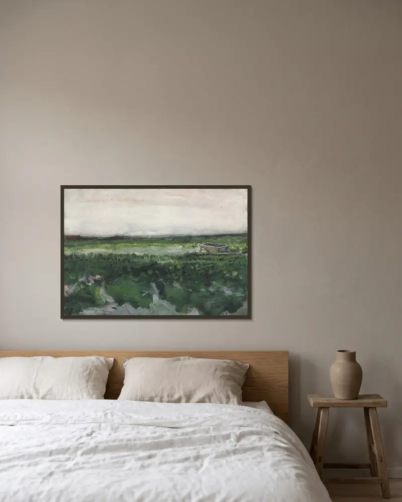 Krajina s kolečkem, Vincent van Gogh v rámu na stěně