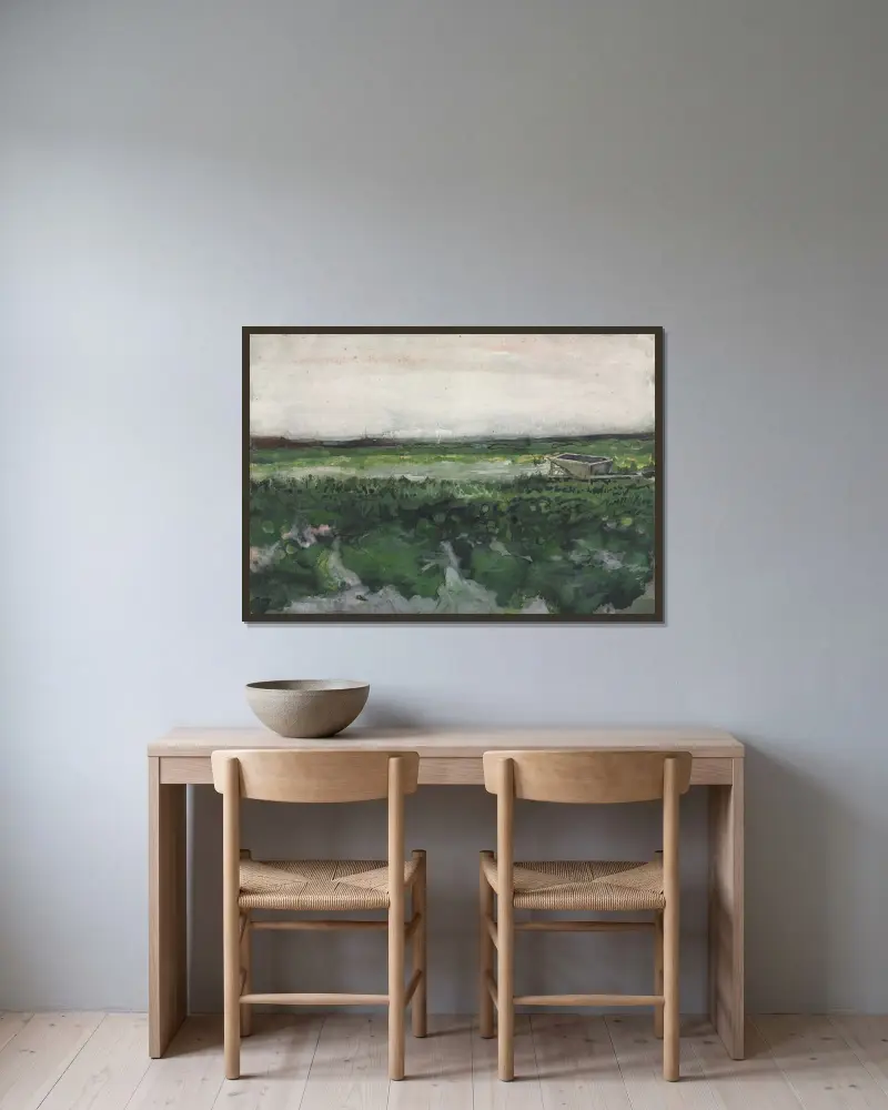 Krajina s kolečkem, Vincent van Gogh v rámu na stěně
