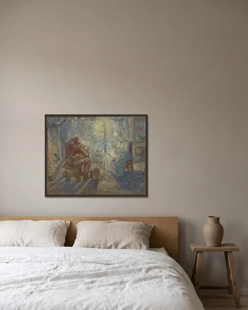 Night (After Millet) av Vincent van Gogh inramad på en vägg