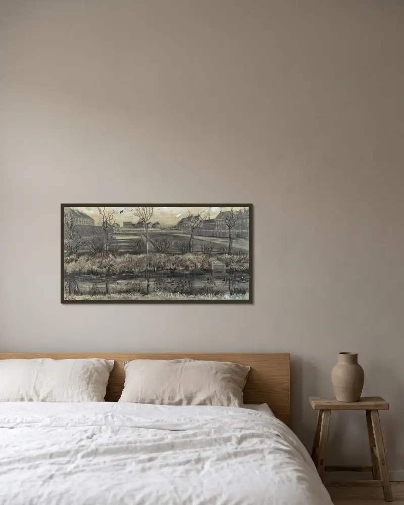 Nursery on Schenkweg av Vincent van Gogh inramad på en vägg
