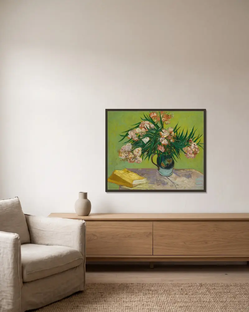 Oleander von Vincent van Gogh gerahmt an einer Wand