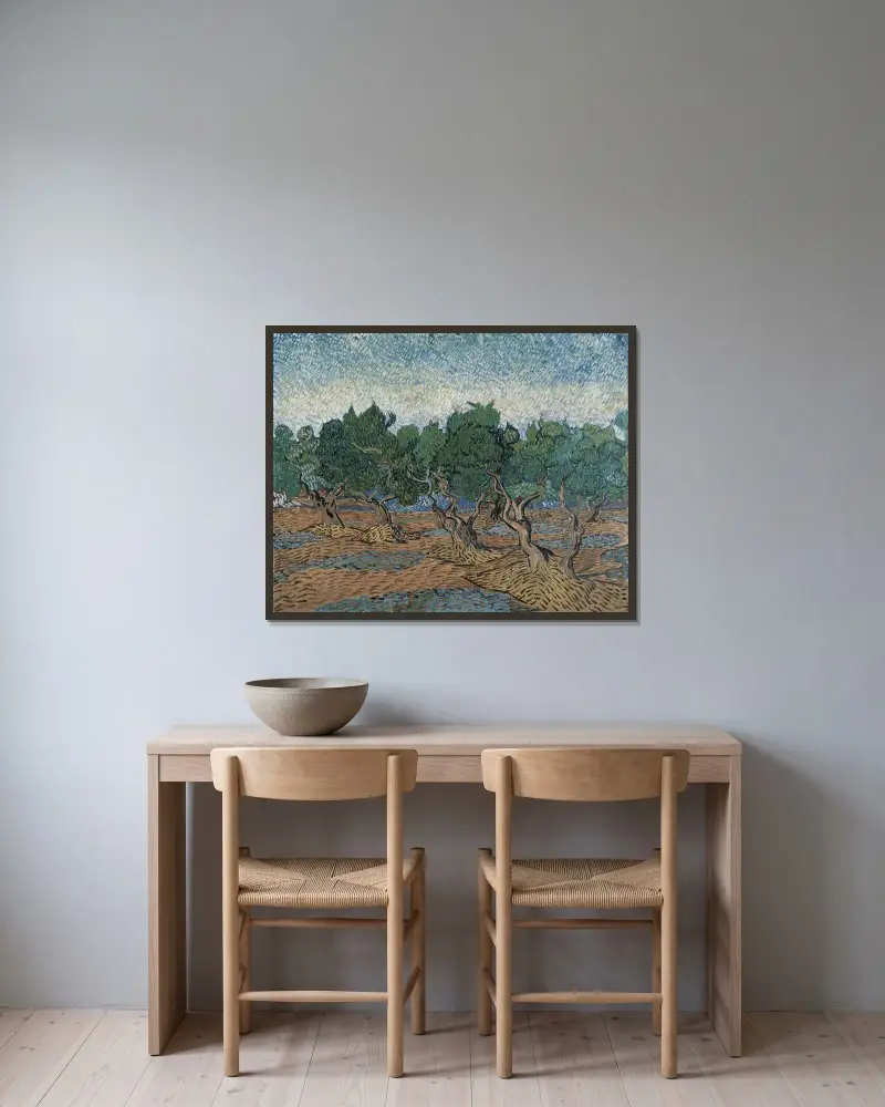 Olivový háj – č. 1, Vincent van Gogh v rámu na stěně