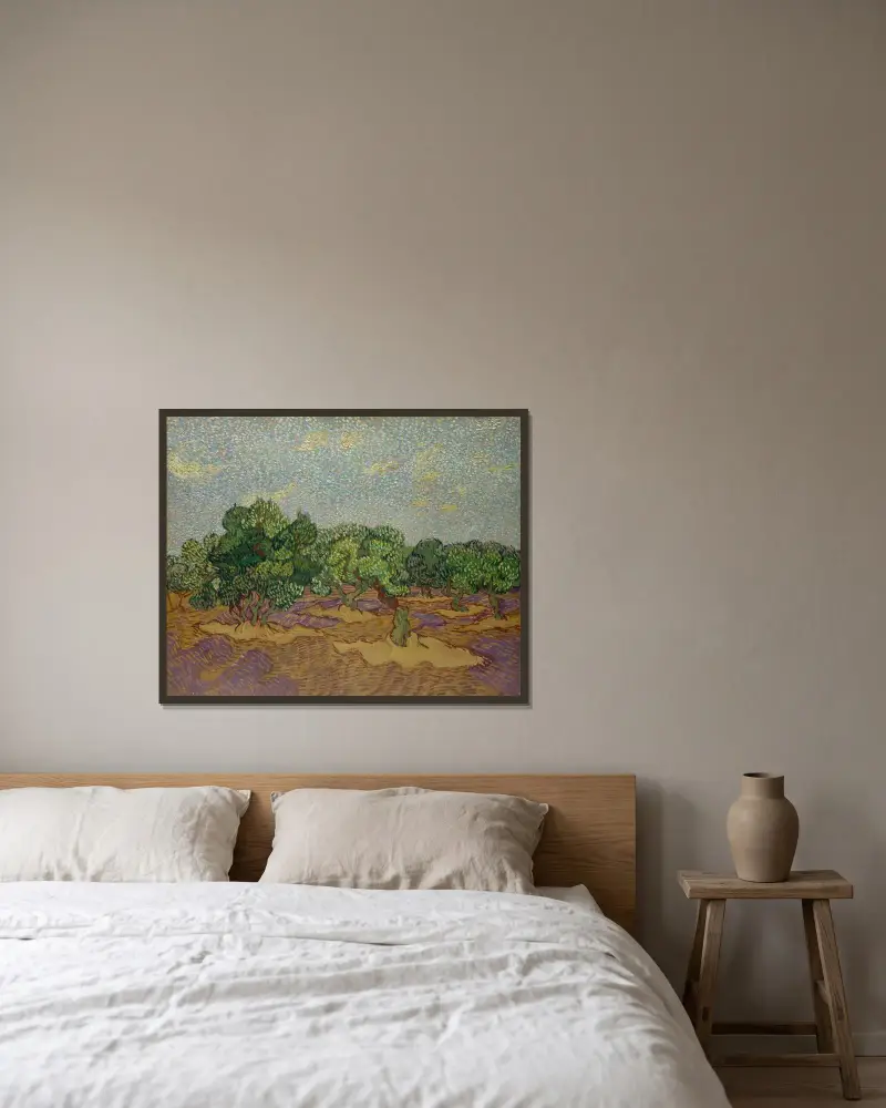 Olivovníky, 1889 – Nr. 2, Vincent van Gogh v rámu na stěně