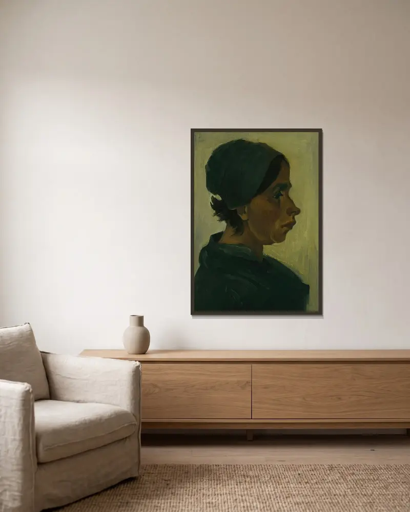 Bäuerin, Kopf von Vincent van Gogh gerahmt an einer Wand