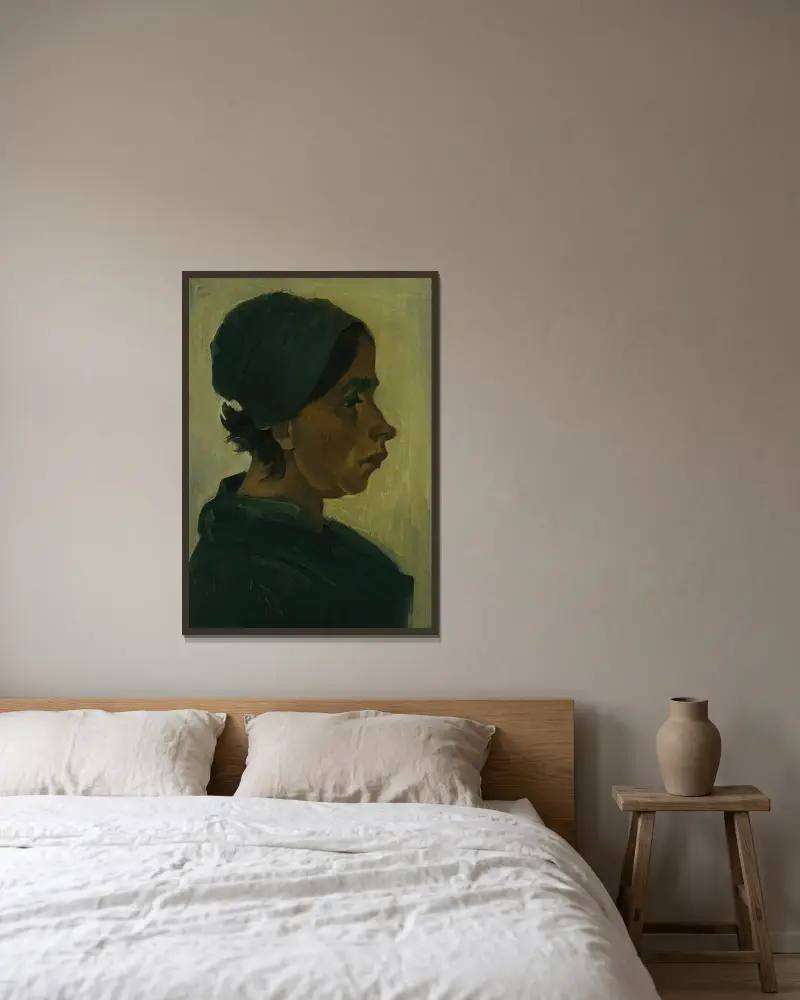 Bäuerin, Kopf von Vincent van Gogh gerahmt an einer Wand