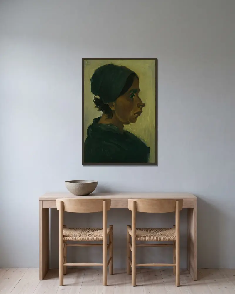 Bäuerin, Kopf von Vincent van Gogh gerahmt an einer Wand