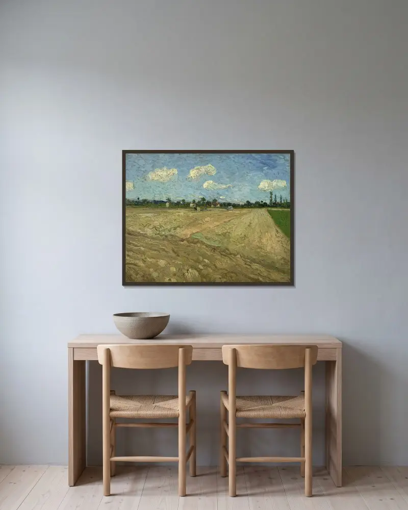 Pložená pole („Brázdy“), Vincent van Gogh v rámu na stěně