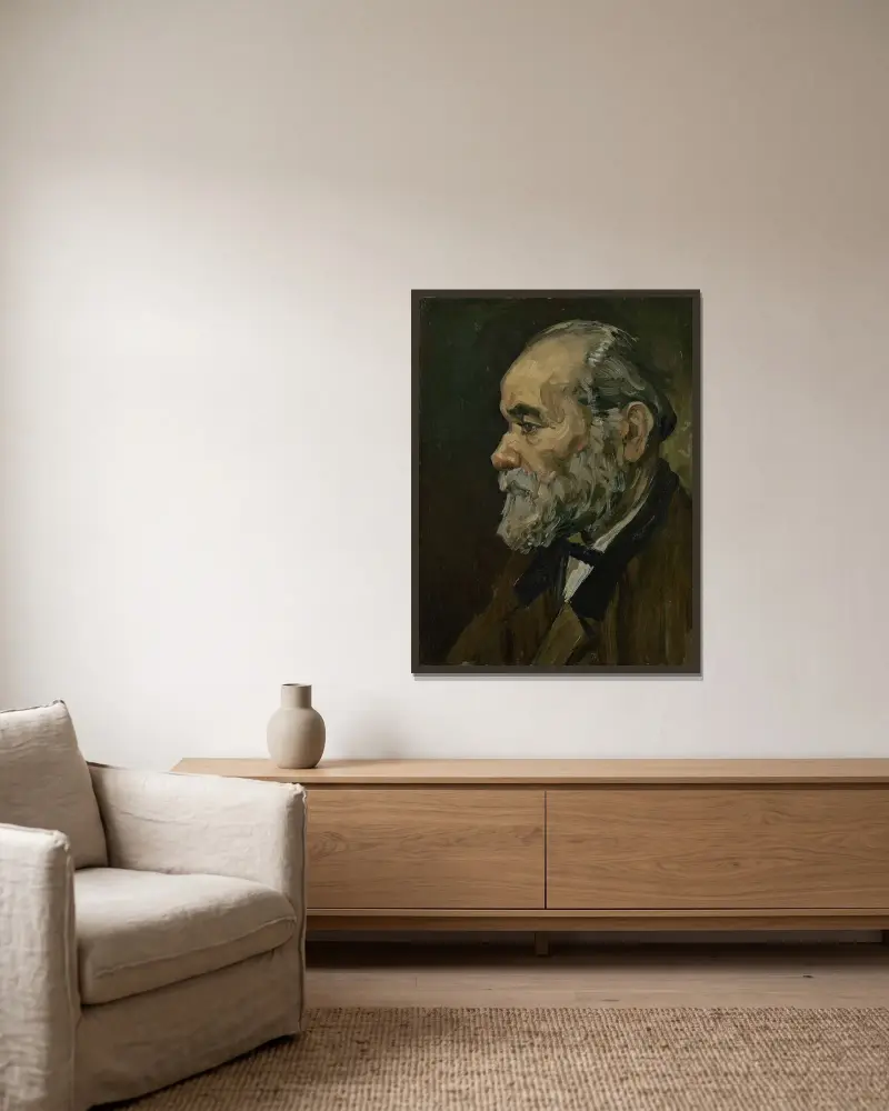 Portrait of an old man av Vincent van Gogh inramad på en vägg