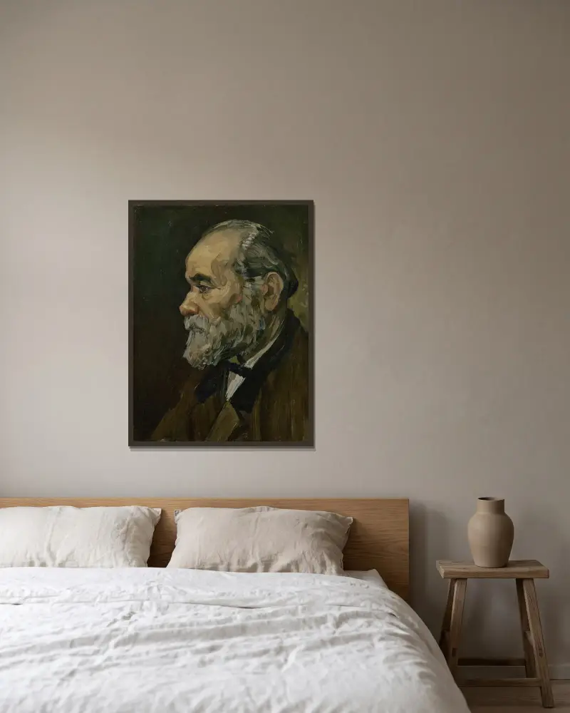 Portrait of an old man av Vincent van Gogh inramad på en vägg
