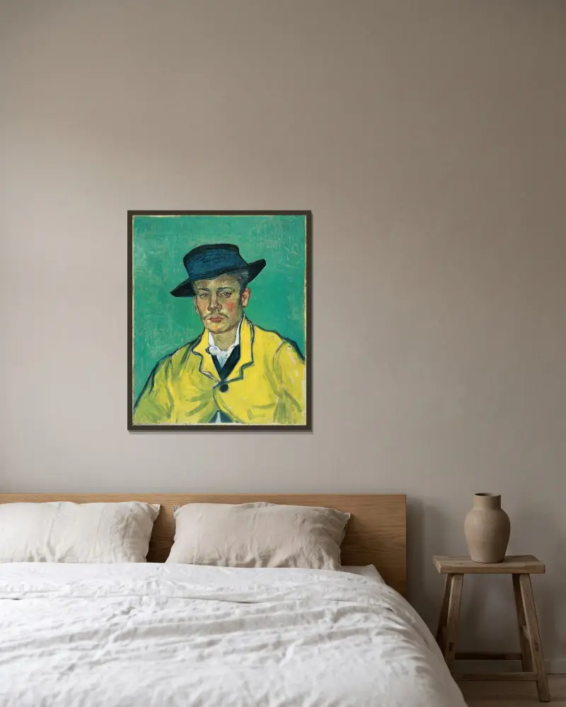 Portrait of Armand Roulin, 1888 – nr 2 av Vincent van Gogh inramad på en vägg