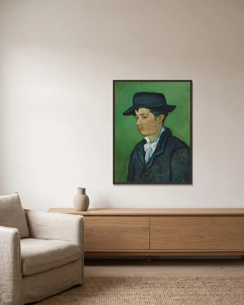 Portrait Of Armand Roulin, 1888 – nr 1 av Vincent van Gogh inramad på en vägg