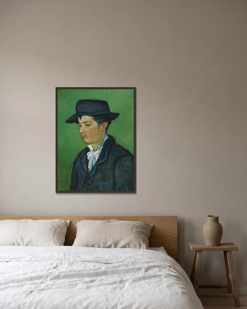 Portrait Of Armand Roulin, 1888 – nr 1 av Vincent van Gogh inramad på en vägg