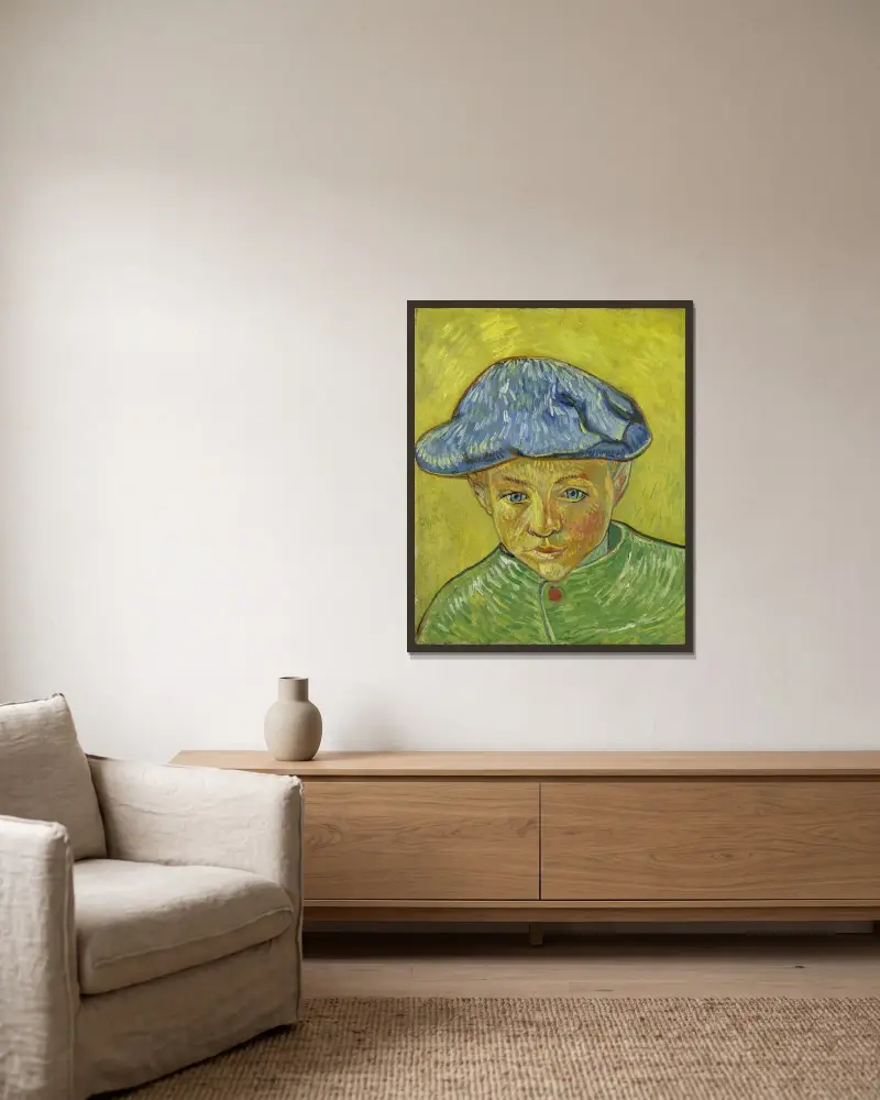 Portrait of Camille Roulin av Vincent van Gogh inramad på en vägg
