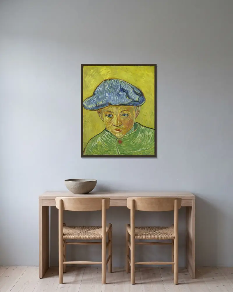 Portrait of Camille Roulin av Vincent van Gogh inramad på en vägg