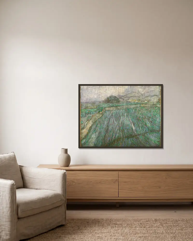 Déšť, Vincent van Gogh v rámu na stěně